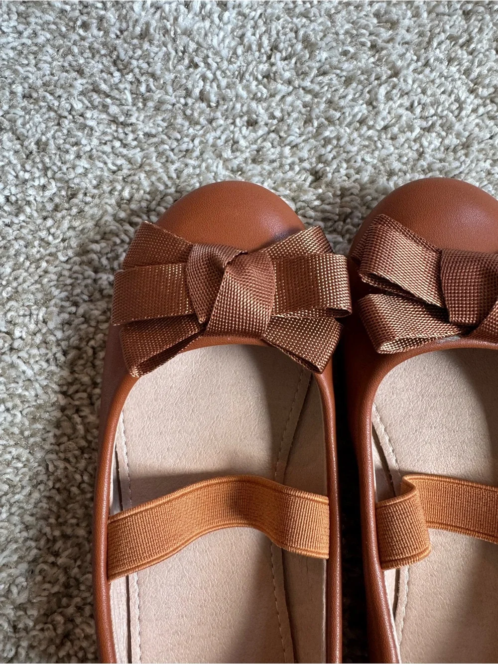 Girls Brown Mary Jane Ballet Flats Size EU 27 / Approx US 10 Bow Dress Shoes